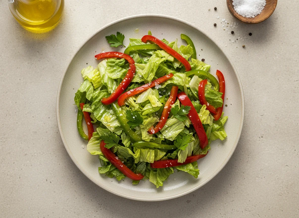 Ensalada de lechuga y pimientos photo