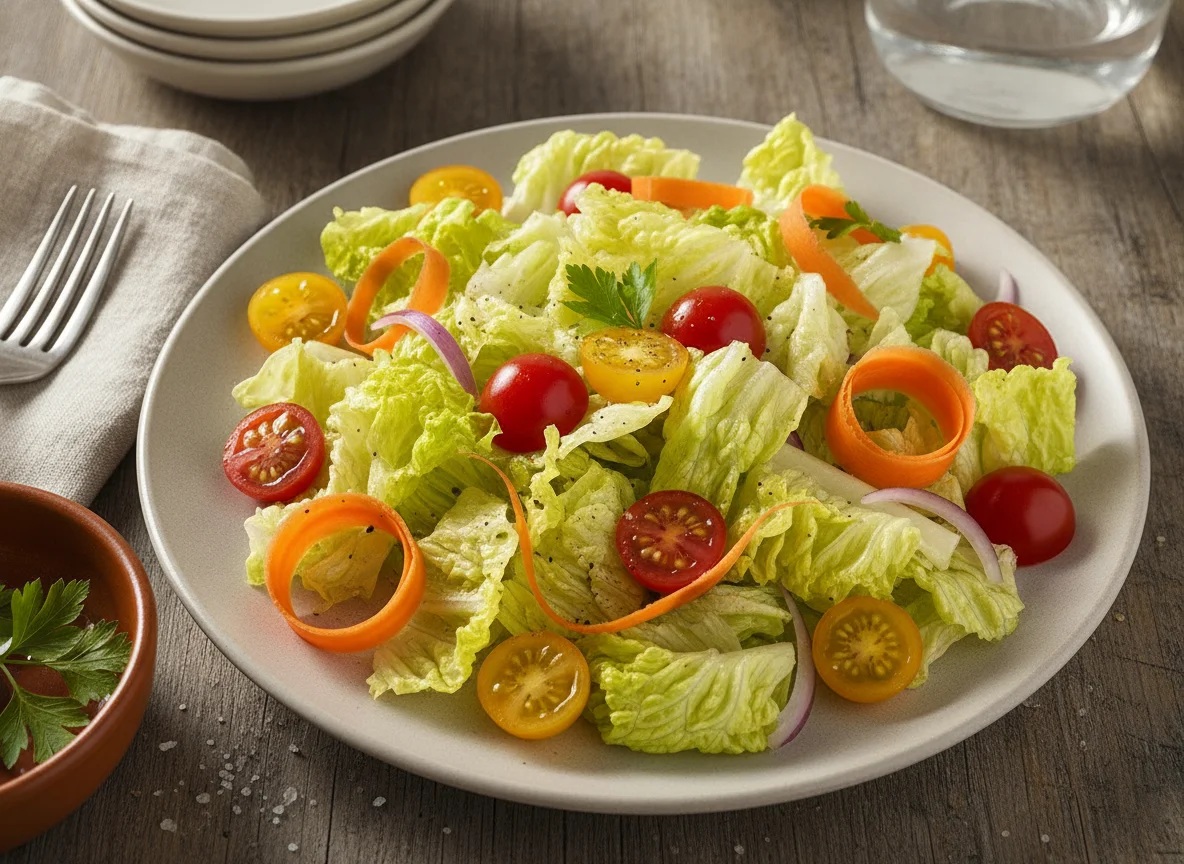 Ensalada de lechuga, zanahoria y tomate cherry photo