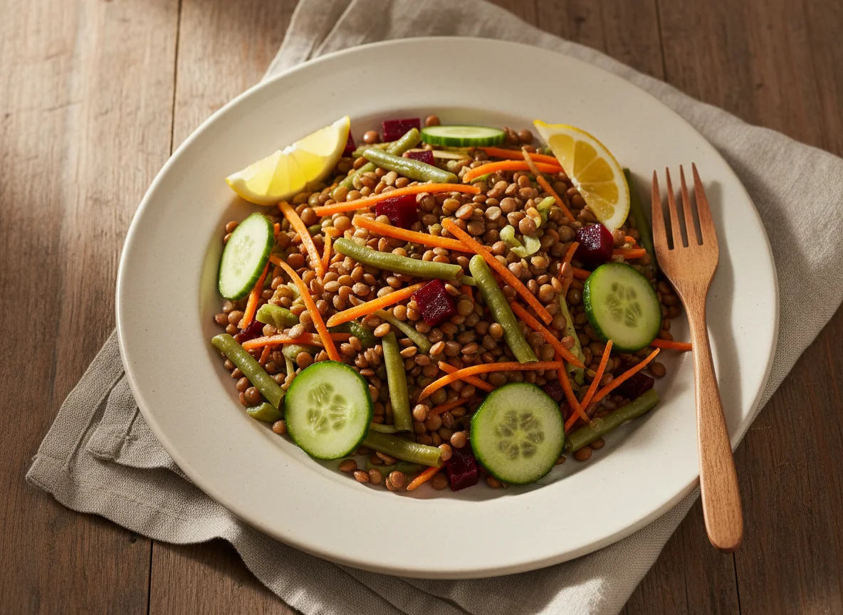 Ensalada de lentejas con vegetales photo