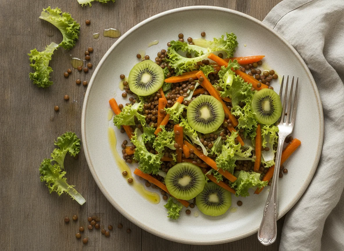 Ensalada de lentejas con zanahoria y escarola photo