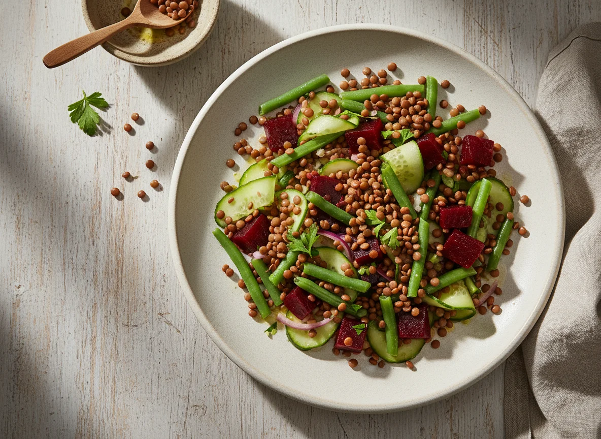 Ensalada de lentejas y vegetales photo