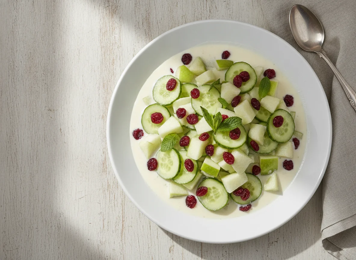 Ensalada de manzana y pepino con crema photo