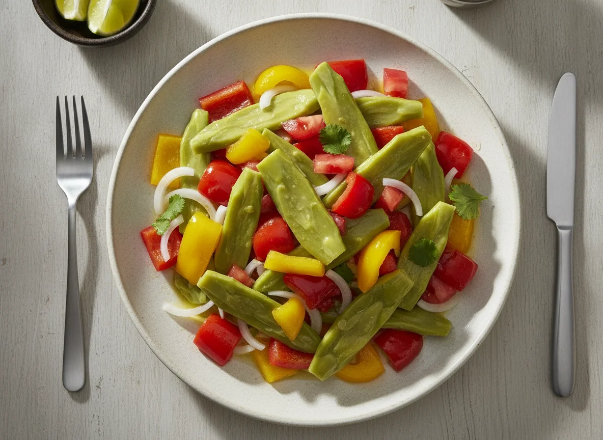 Ensalada de nopales con pimientos photo