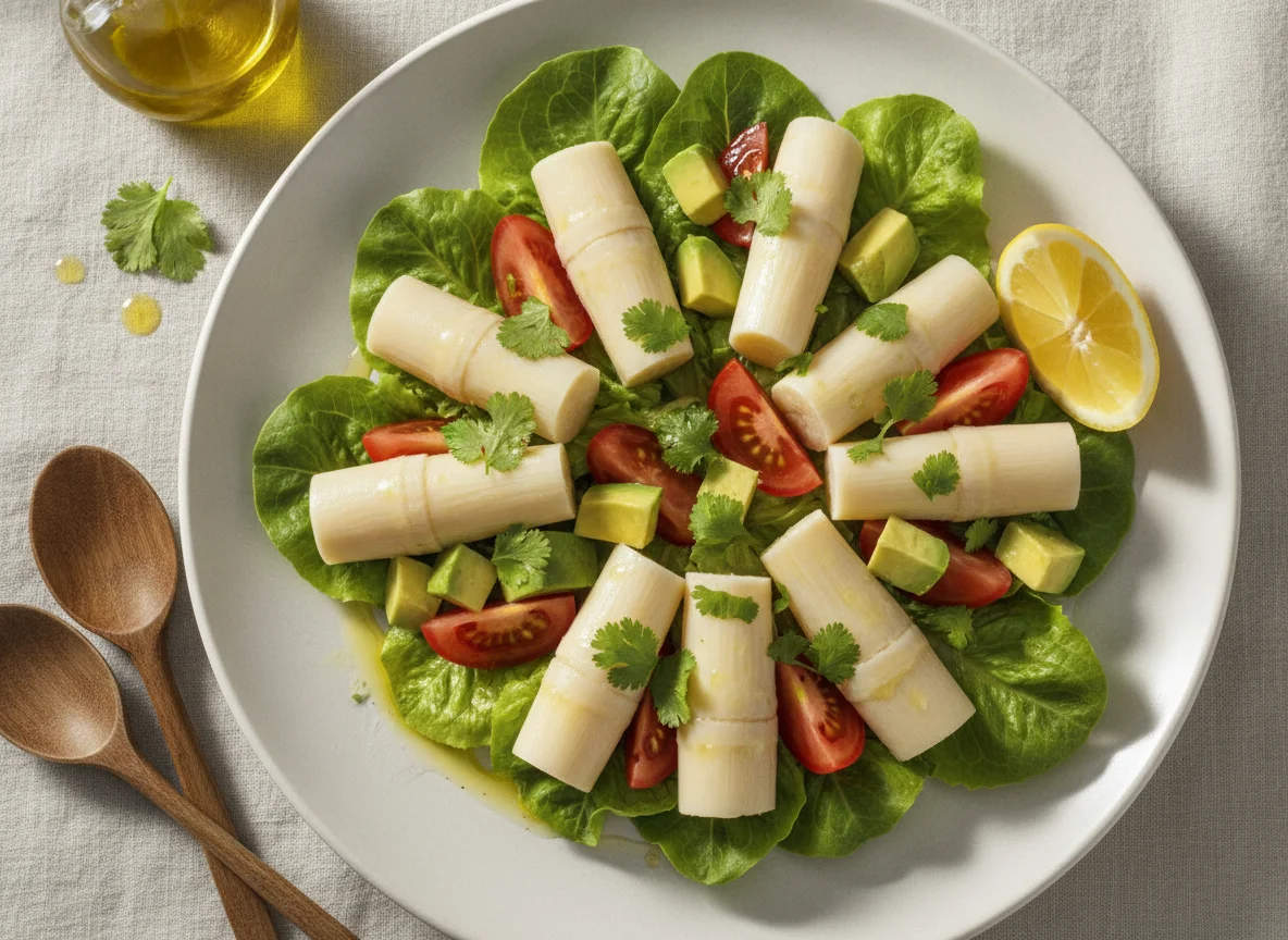 Ensalada de palmitos con aguacate y tomate photo