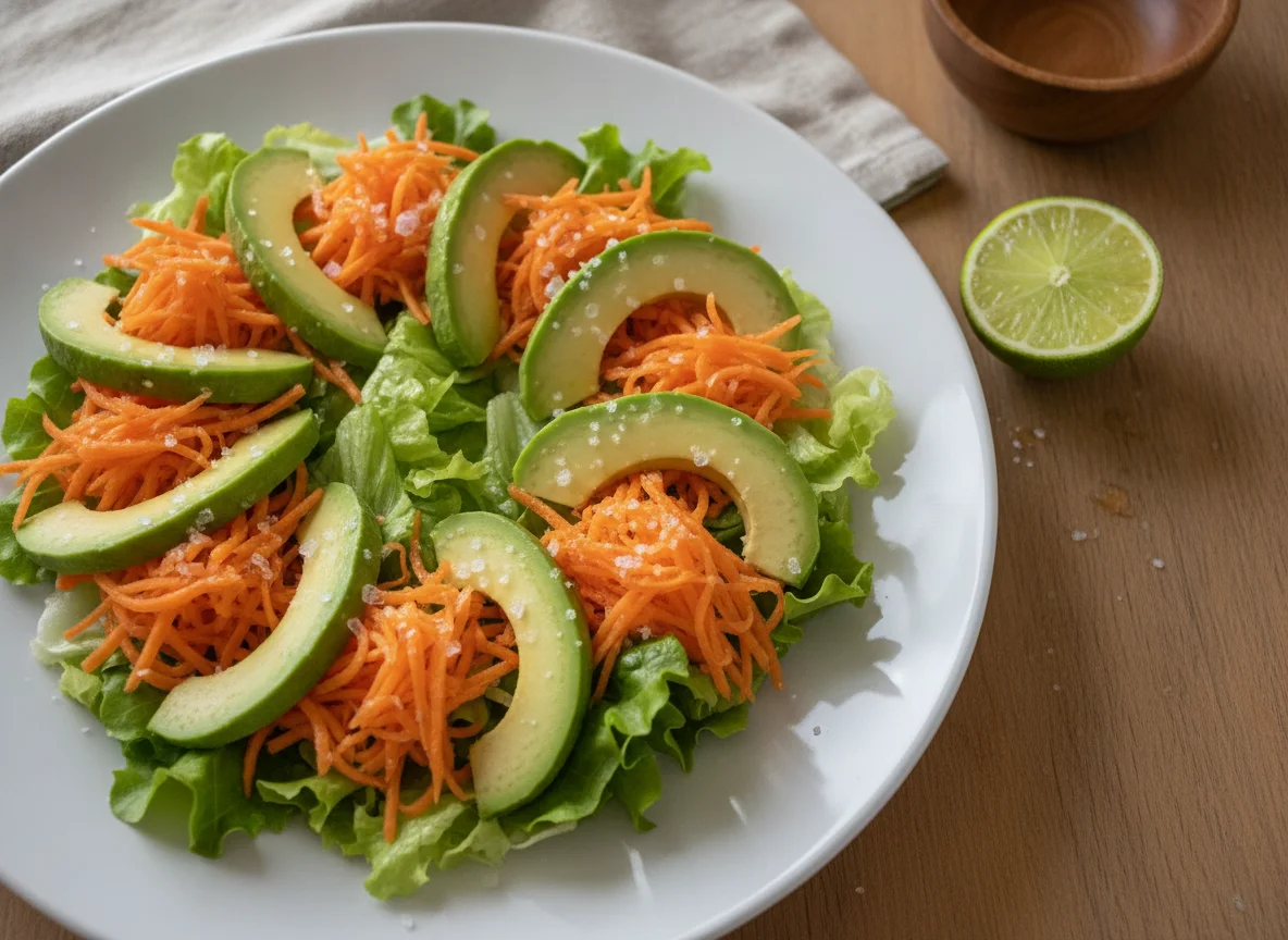 Ensalada de palta, zanahoria y lechuga photo