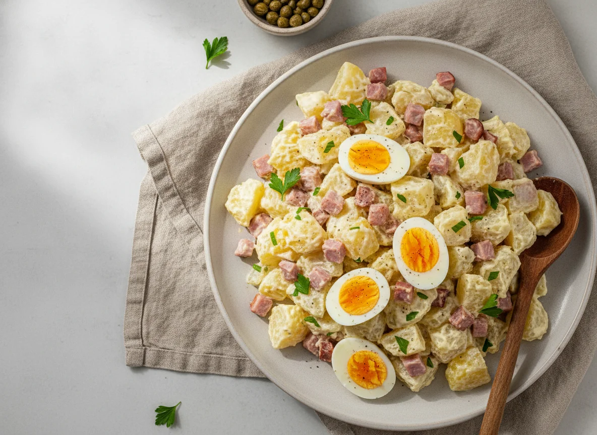 Ensalada de papa con jamón photo