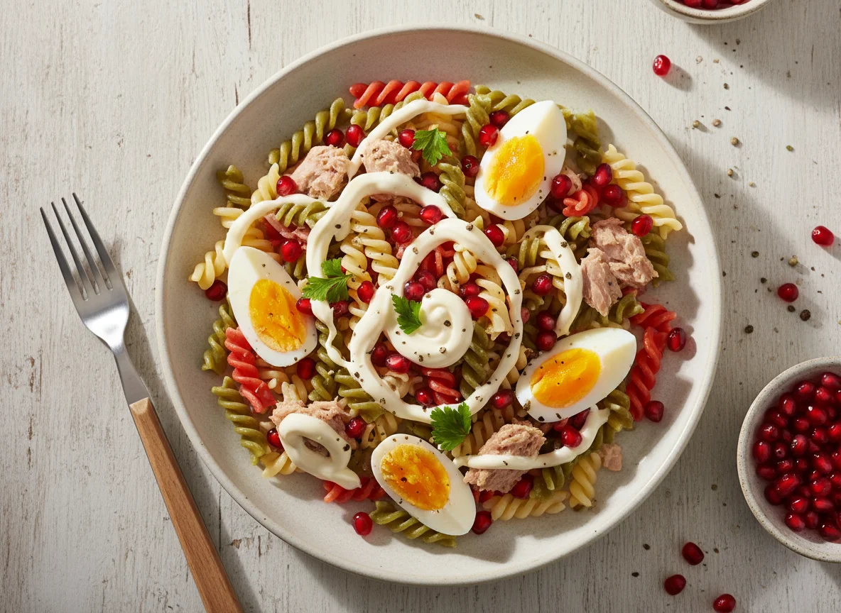 Ensalada de pasta con granada photo