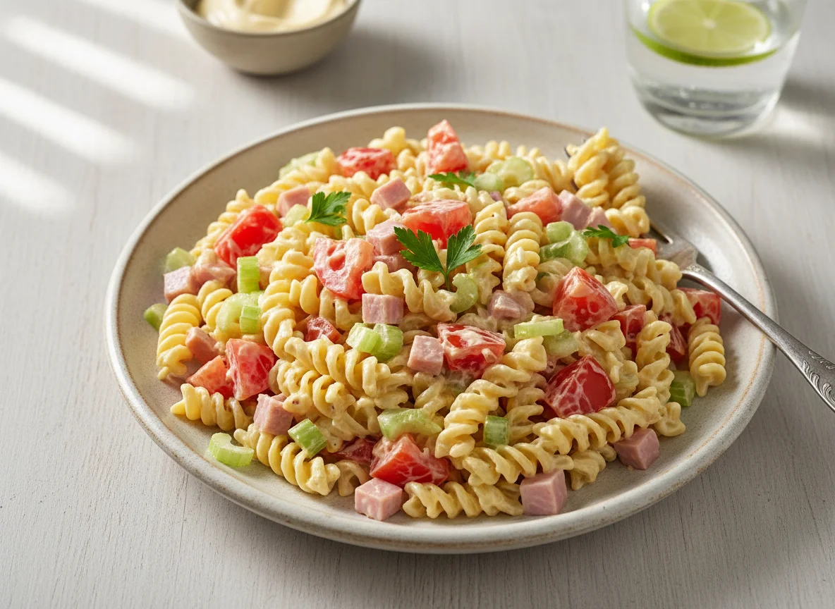 Ensalada de pasta con mayonesa photo