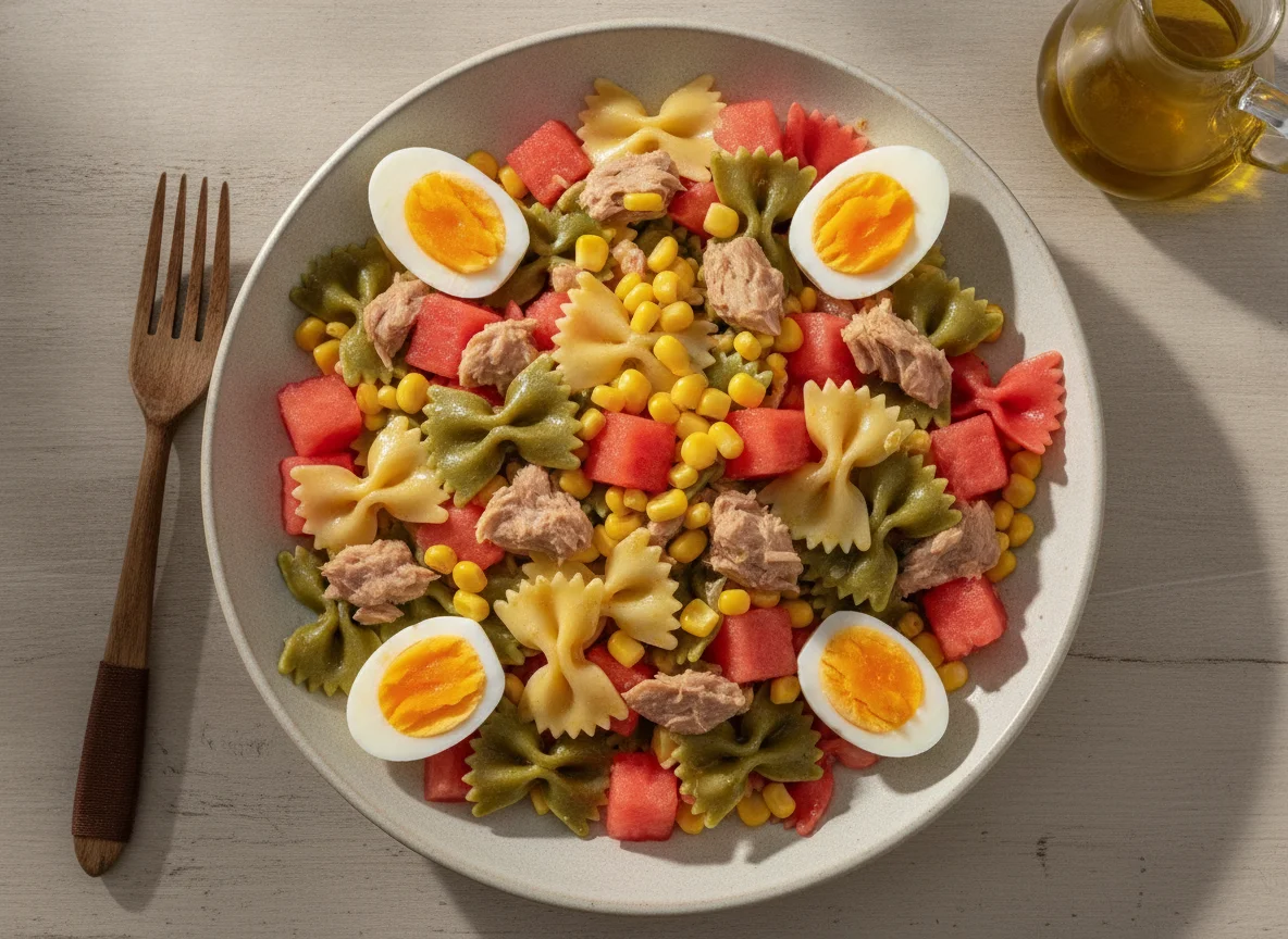 Ensalada de pasta con sandía photo