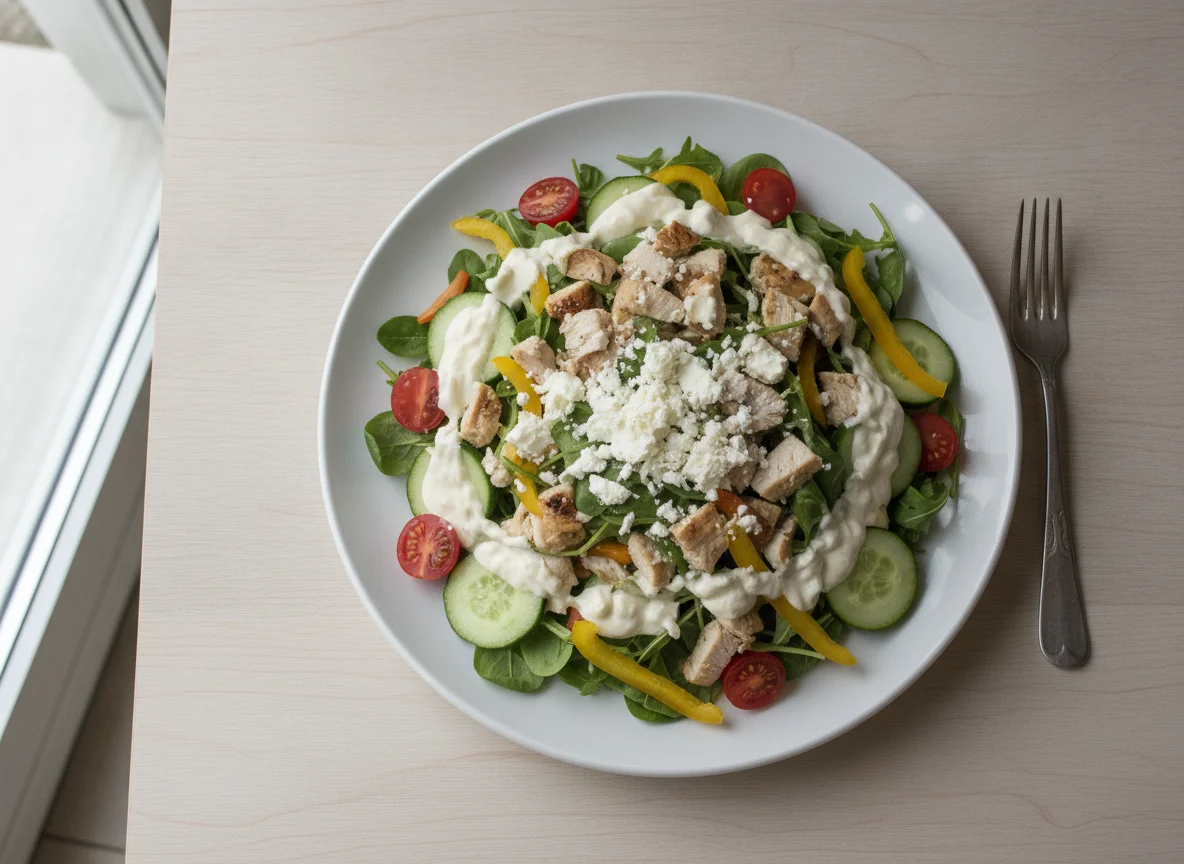 Ensalada de pavo y verduras mixtas photo