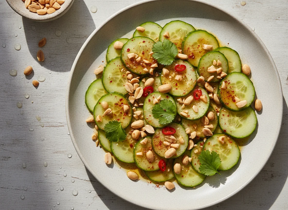 Ensalada de pepino con cacahuetes photo