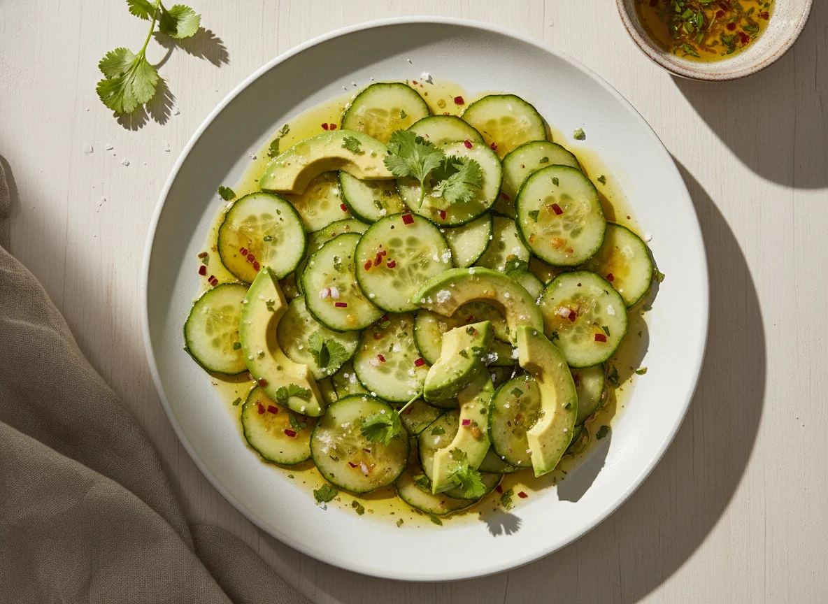 Ensalada de pepino y aguacate photo