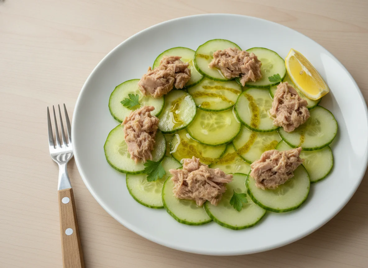 Ensalada de pepino y atún photo