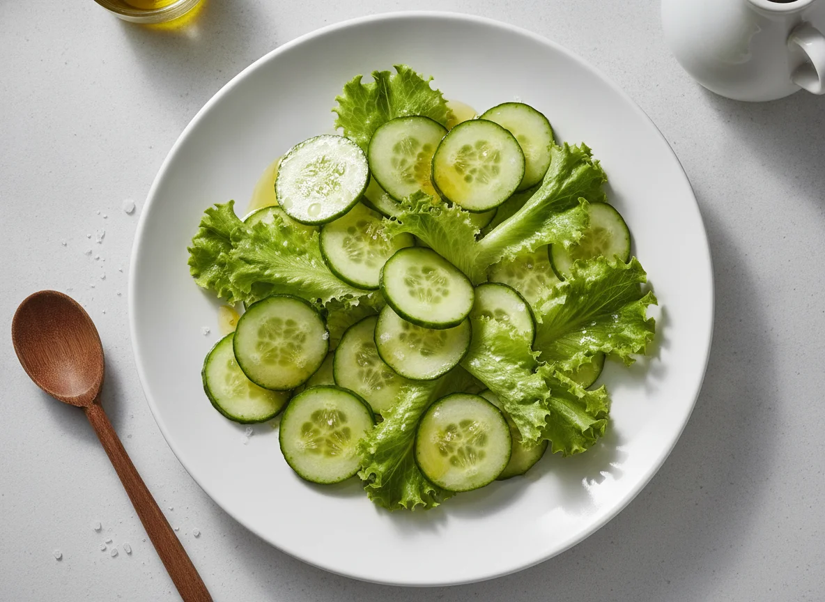 Ensalada de pepino y lechuga photo