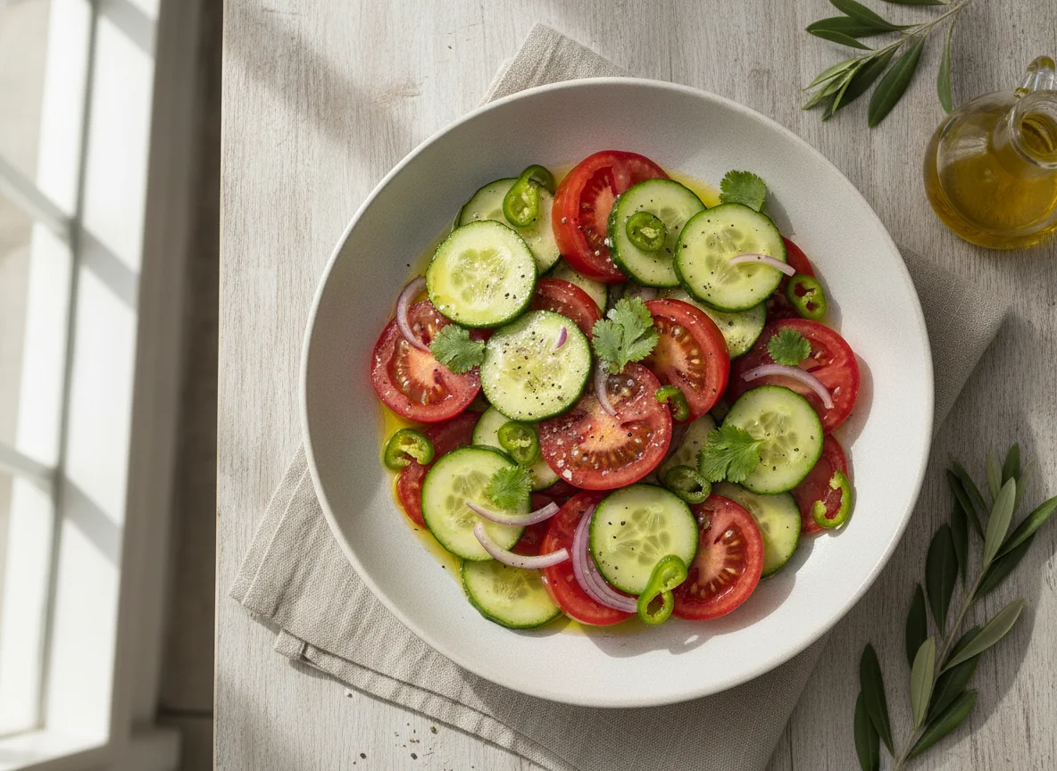 Ensalada de pepino y tomate photo