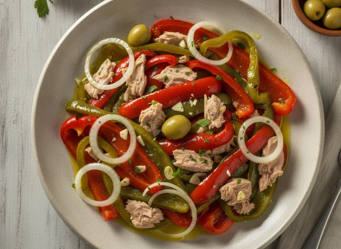 Ensalada de pimientos asados con atún photo