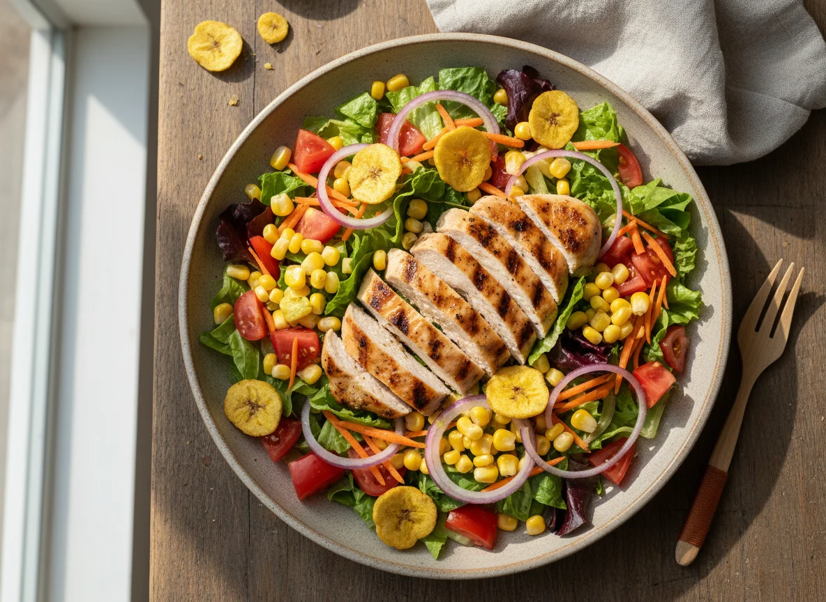 Ensalada de Pollo a la Parrilla con Maíz y Vegetales photo