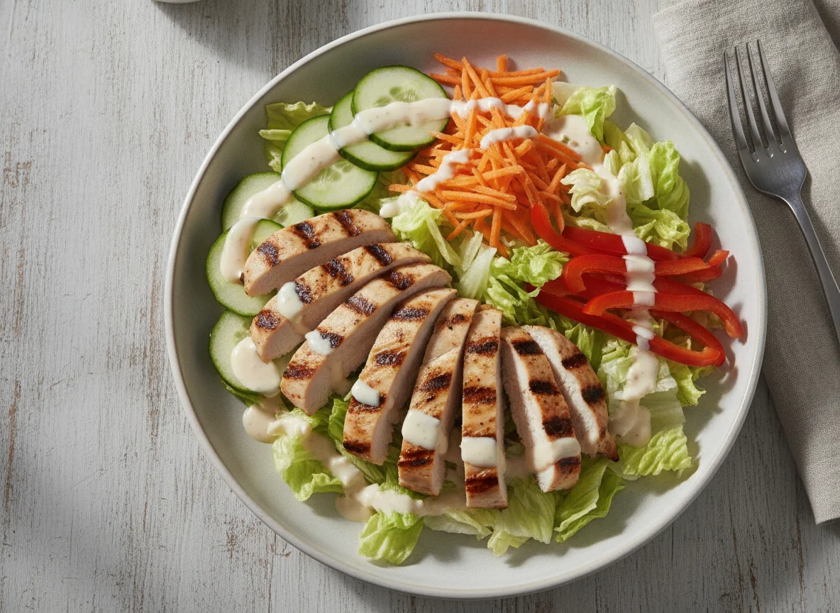 Ensalada de pollo a la parrilla con vegetales photo