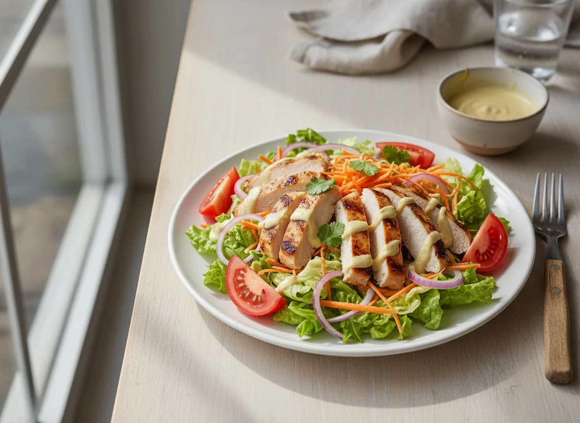 Ensalada de pollo con aderezo photo