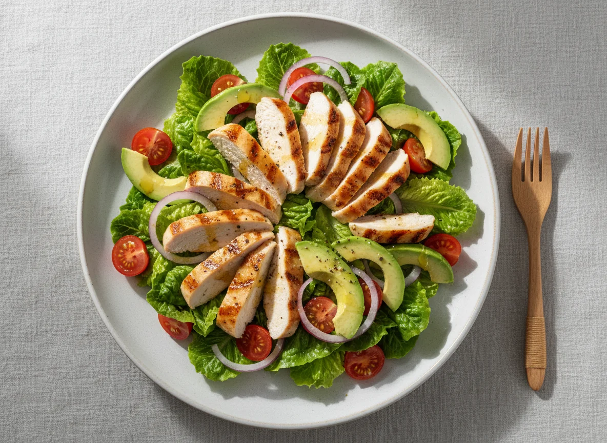 Ensalada de pollo con aguacate photo