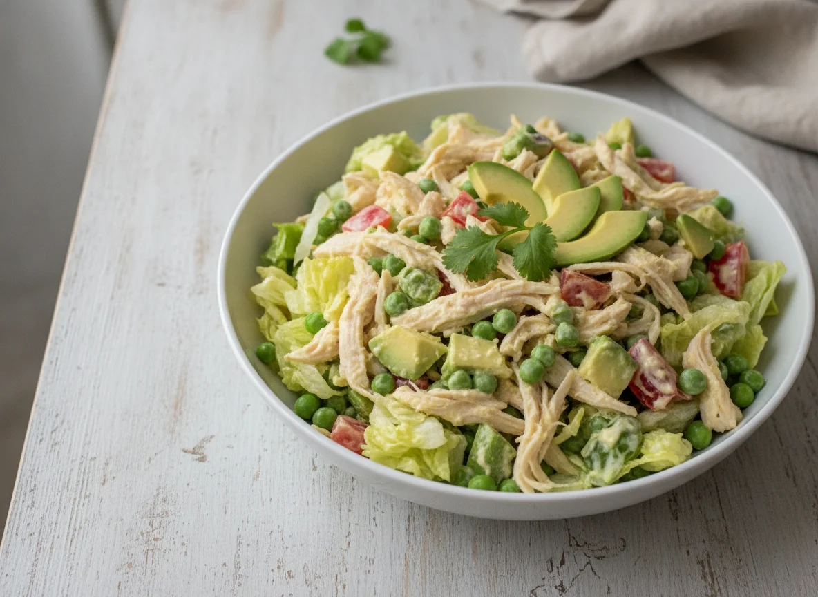 Ensalada de pollo con aguacate y verduras photo