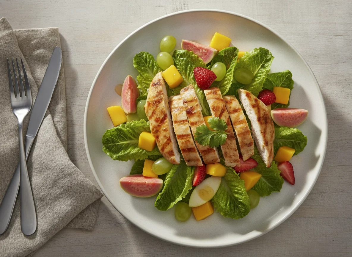 Ensalada de pollo con frutas photo