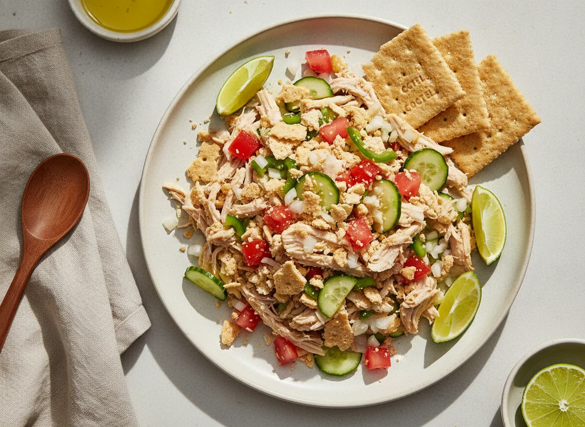 Ensalada de pollo con galletas de soda photo