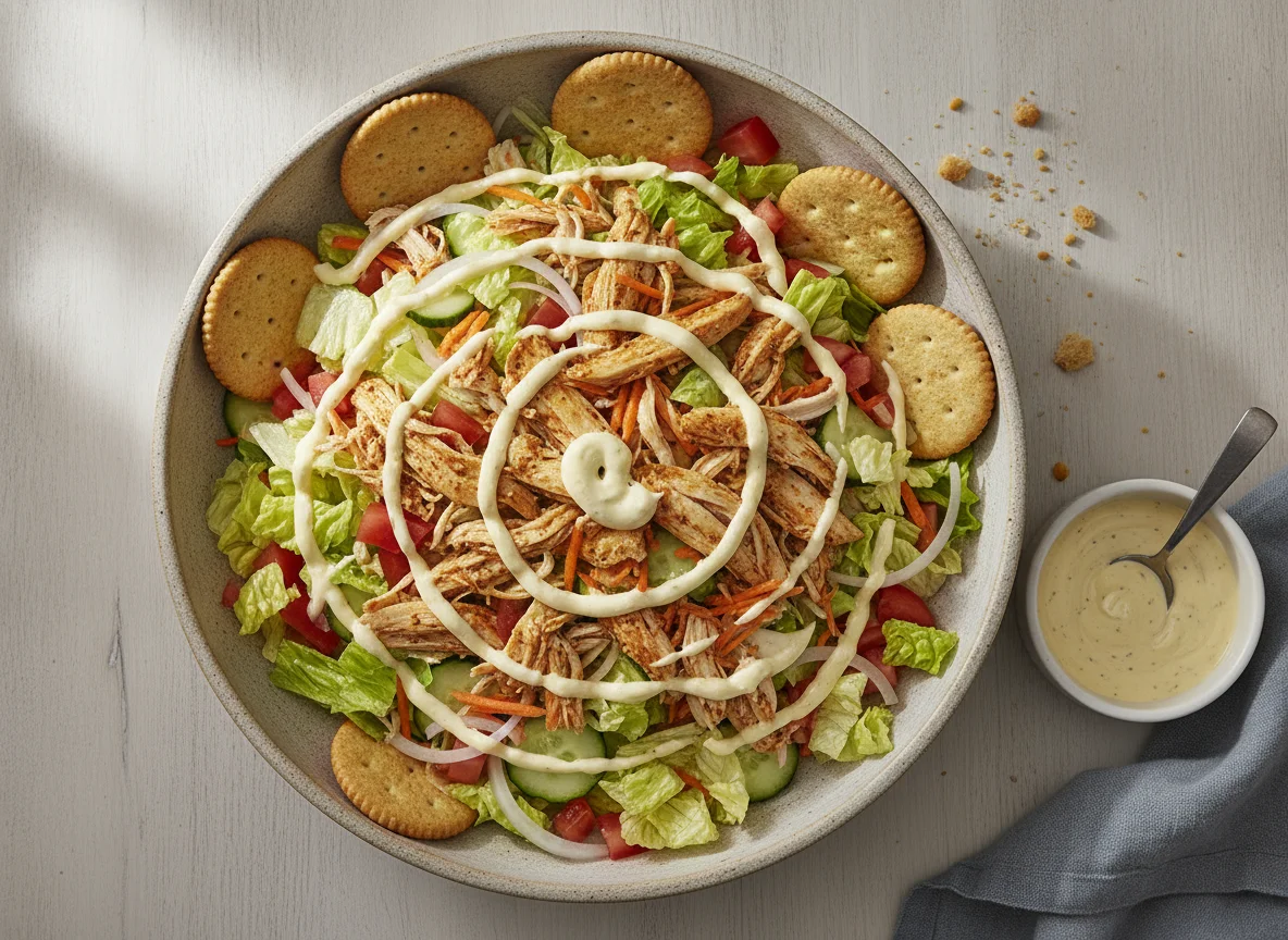 Ensalada de pollo con galletas photo