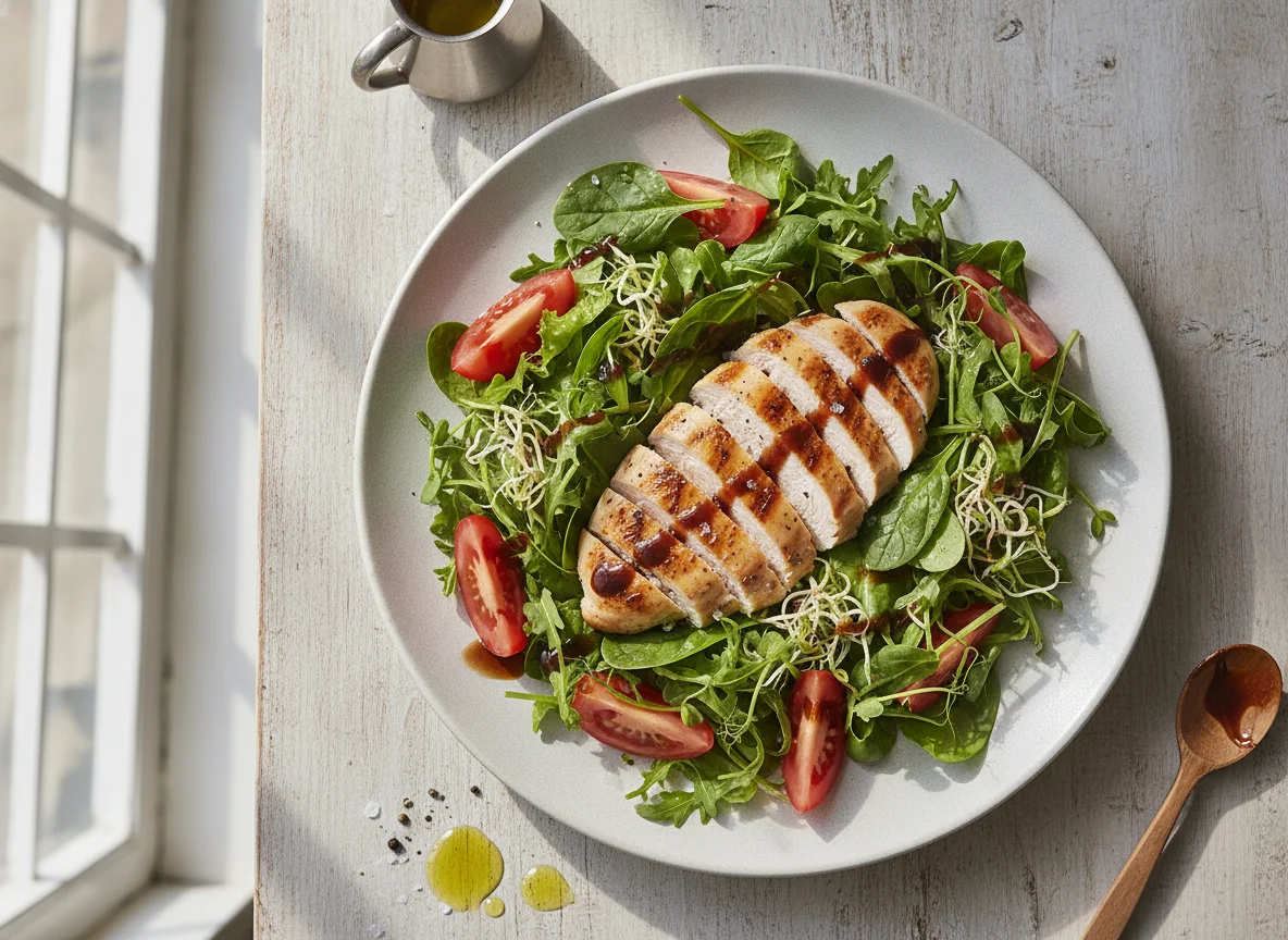 Ensalada de pollo con salsa photo