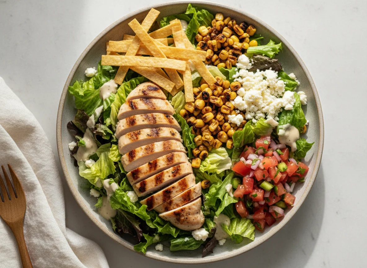 Ensalada de Pollo con Tortilla y Maíz photo
