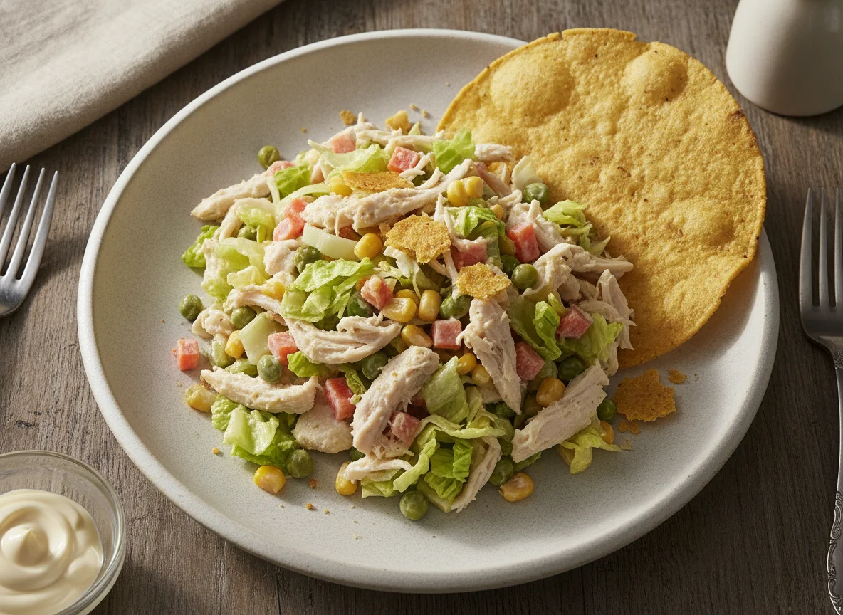 Ensalada de pollo con tostada photo