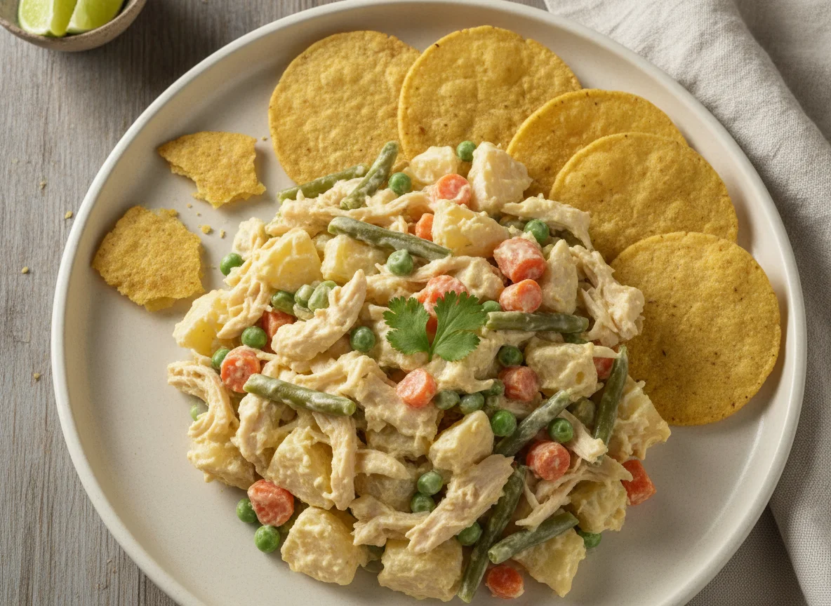 Ensalada de pollo con tostadas photo