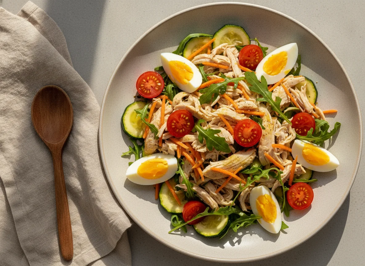 Ensalada de pollo con vegetales variados photo