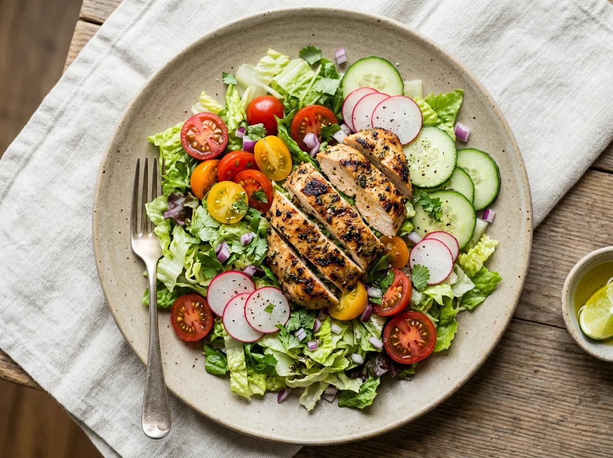 Ensalada de pollo con verduras photo