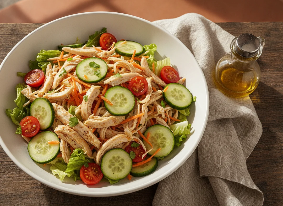 Ensalada de pollo con zanahoria y pepino photo