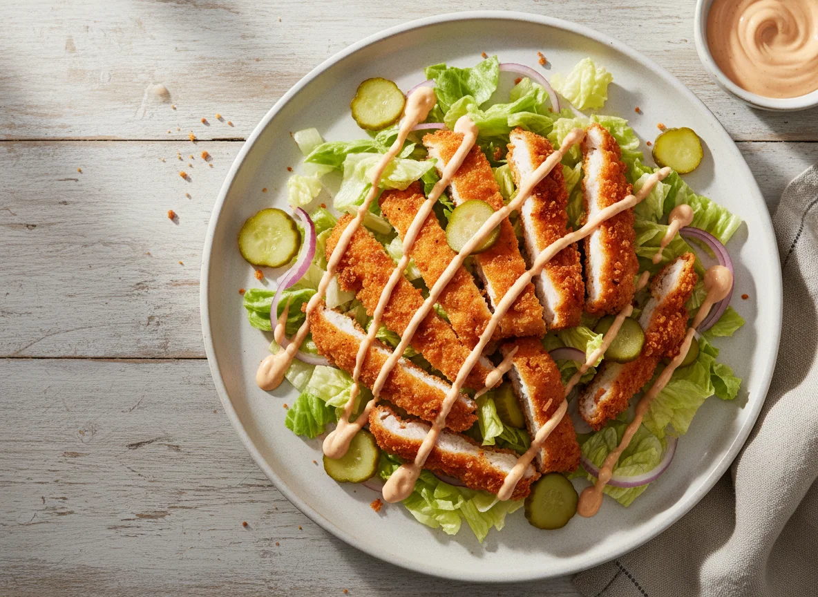 Ensalada de pollo crujiente photo