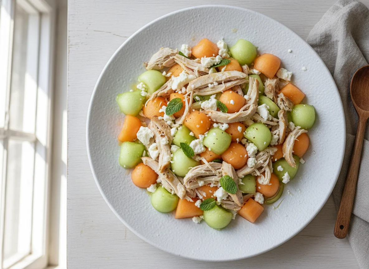 Ensalada de pollo y frutas photo