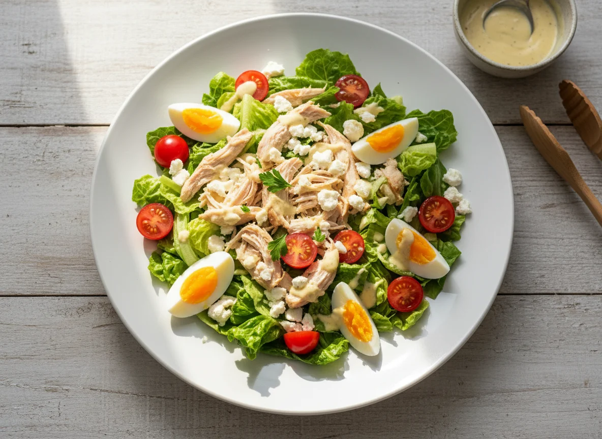 Ensalada de pollo y huevo photo