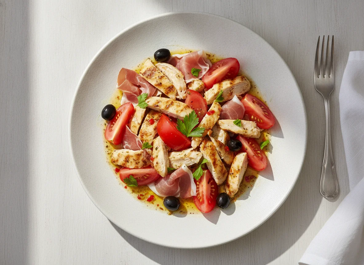 Ensalada de pollo y tomate photo