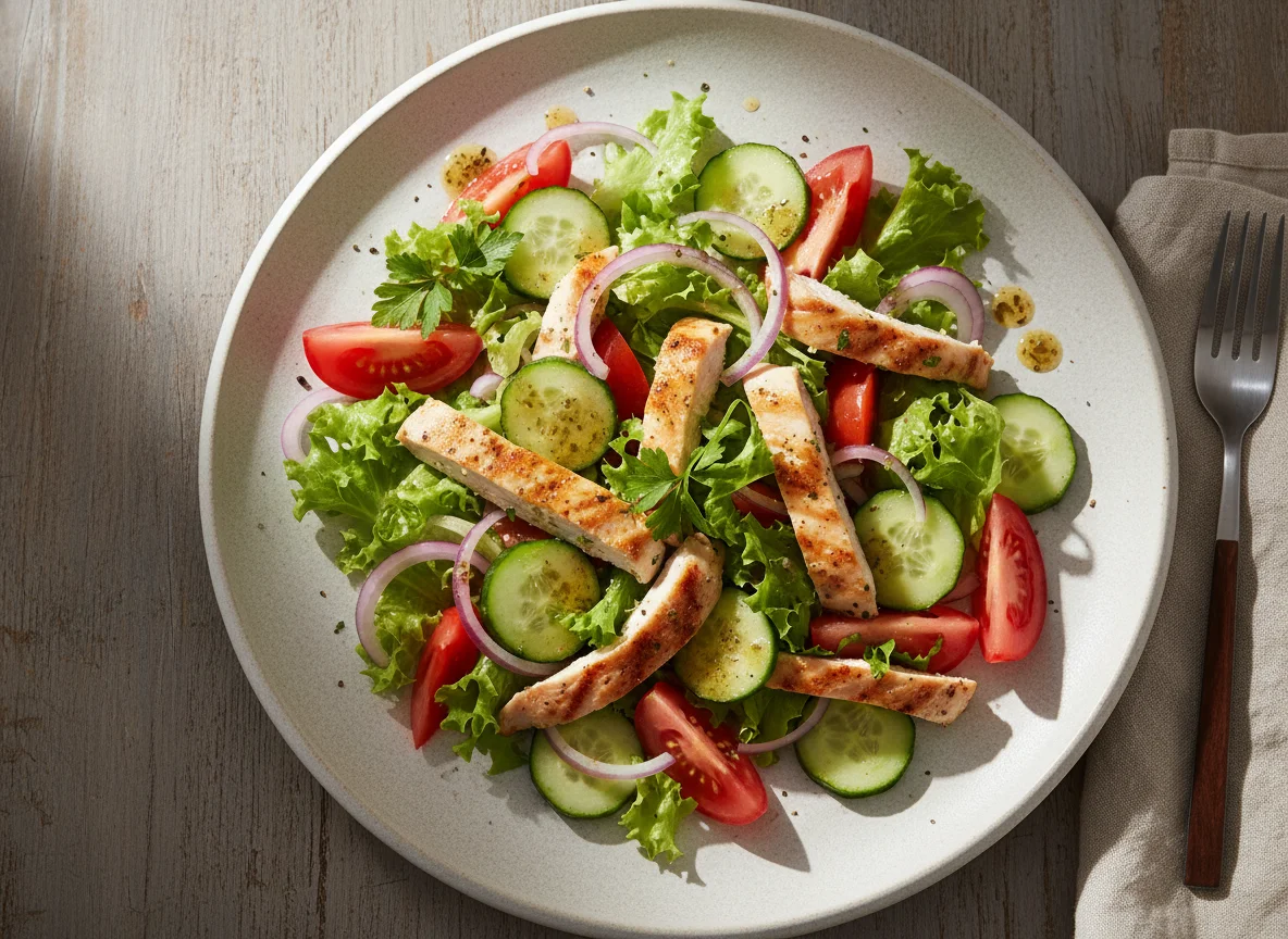 Ensalada de pollo y vegetales photo