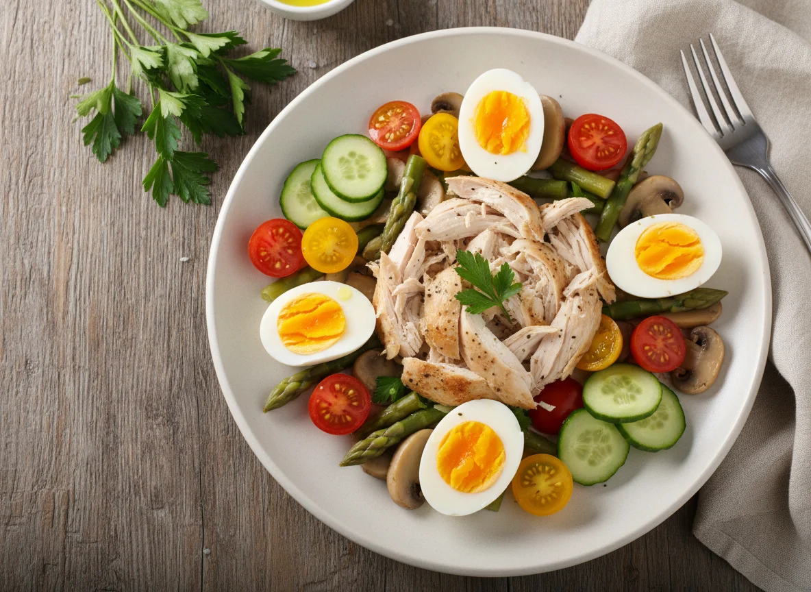 Ensalada de pollo y verduras photo
