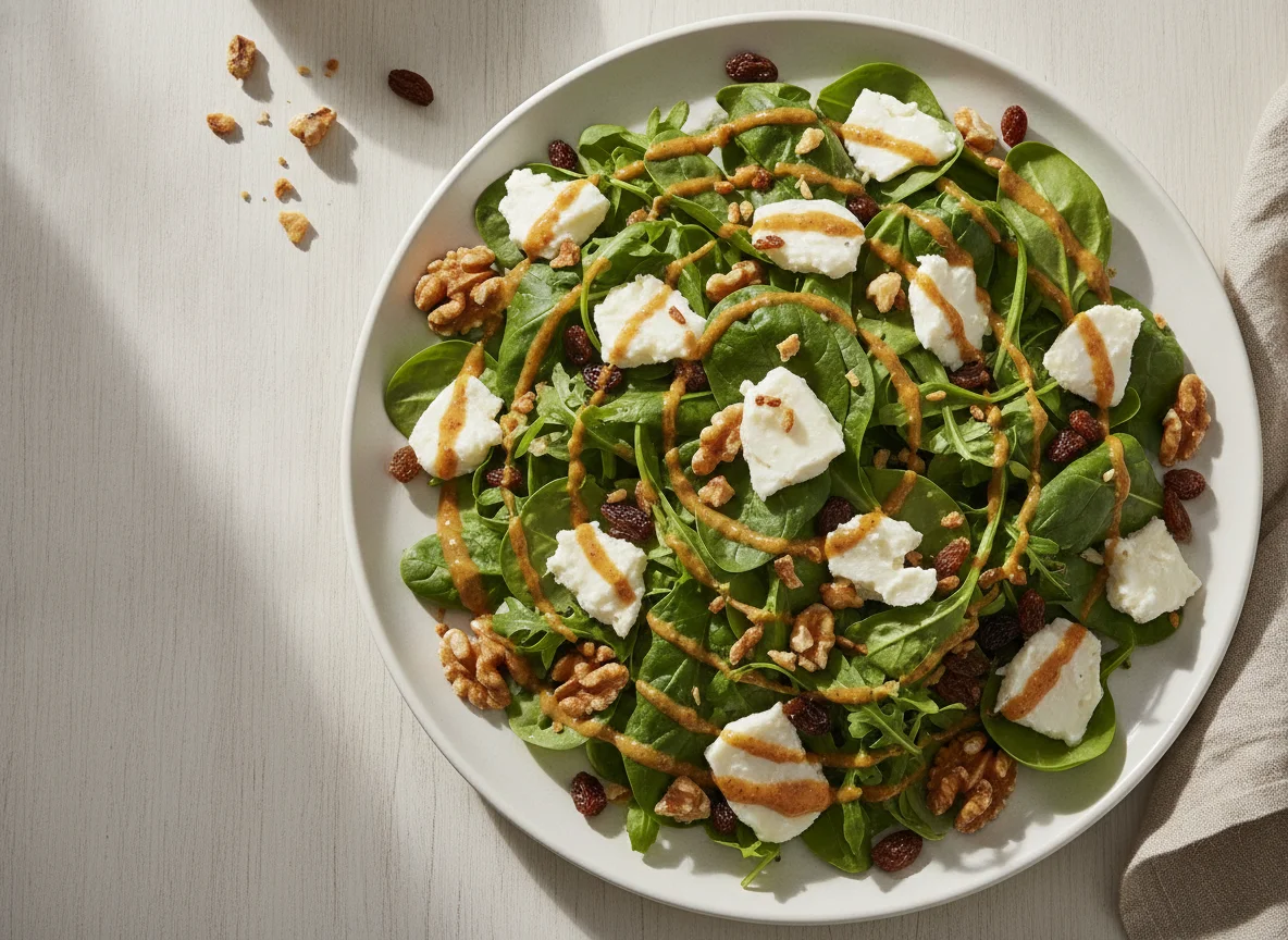 Ensalada de queso de cabra con nueces photo