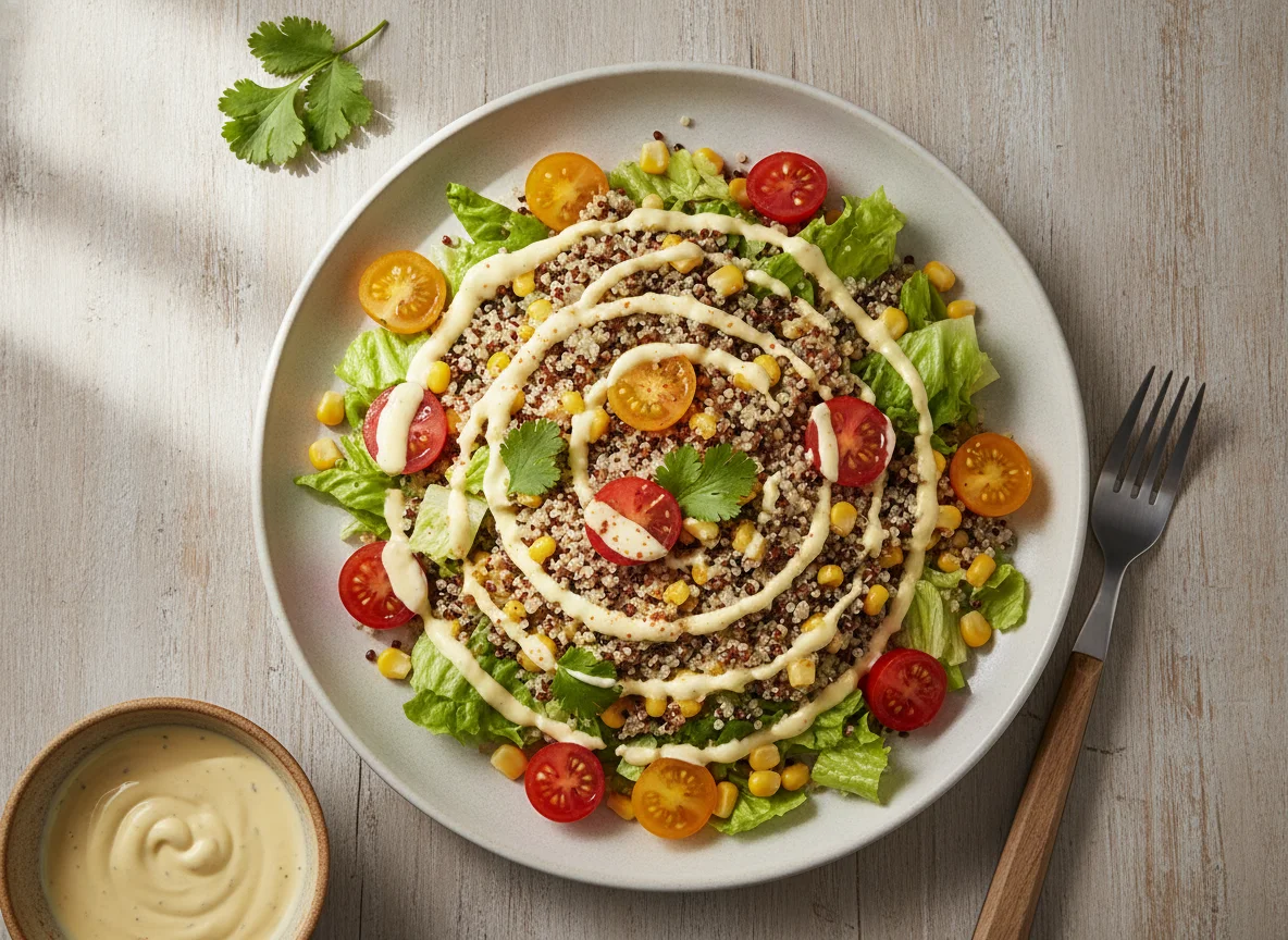 Ensalada de quinoa con maíz y tomate photo
