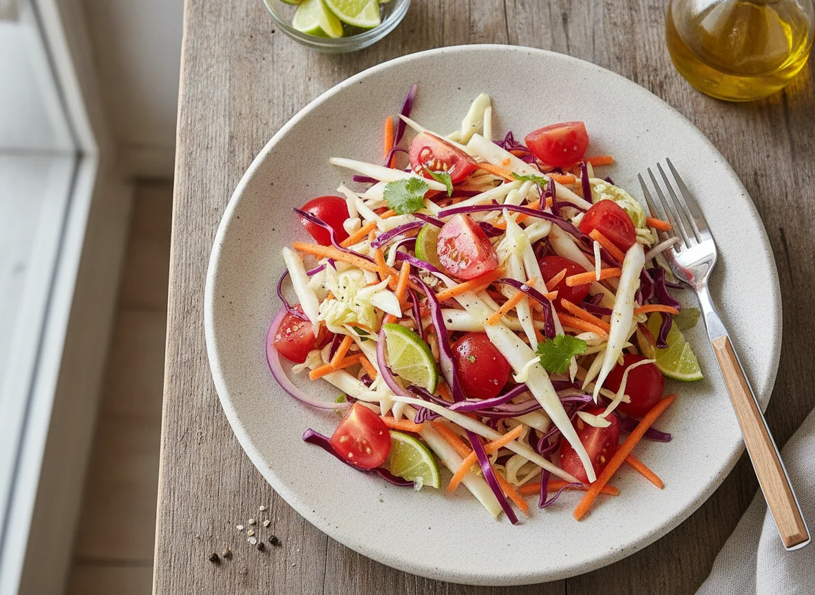 Ensalada de repollo, tomate y zanahoria photo