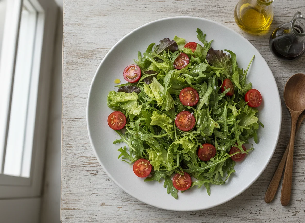 Ensalada de rúcula, lechuga y tomate cherry photo
