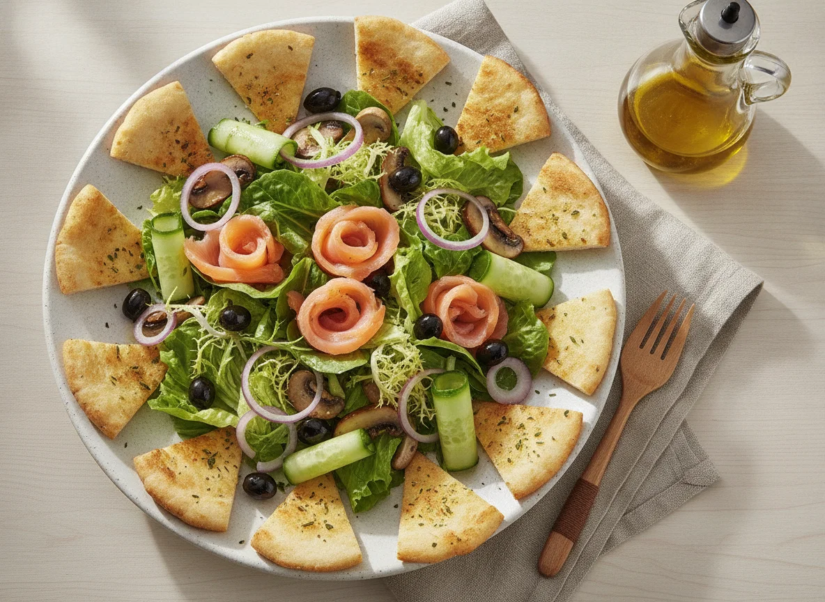Ensalada de Salmón Ahumado con Pan Pita photo