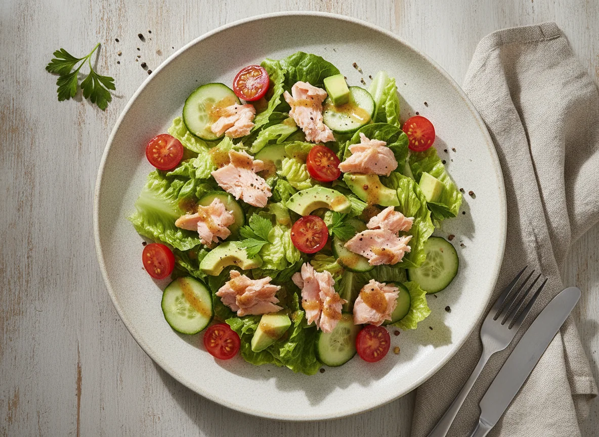 Ensalada de salmón y aguacate photo