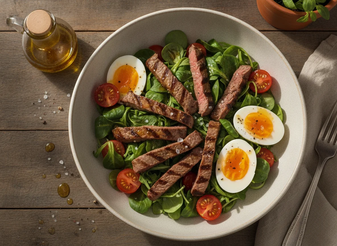 Ensalada de ternera y huevo photo