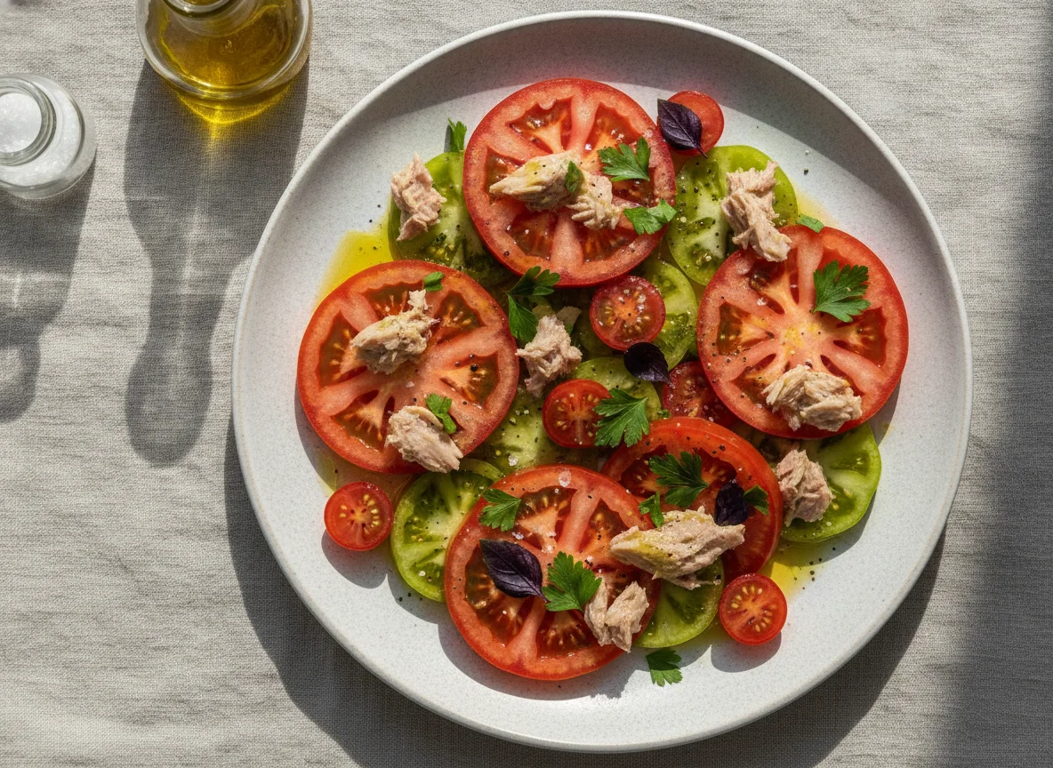 Ensalada de tomate con atún photo