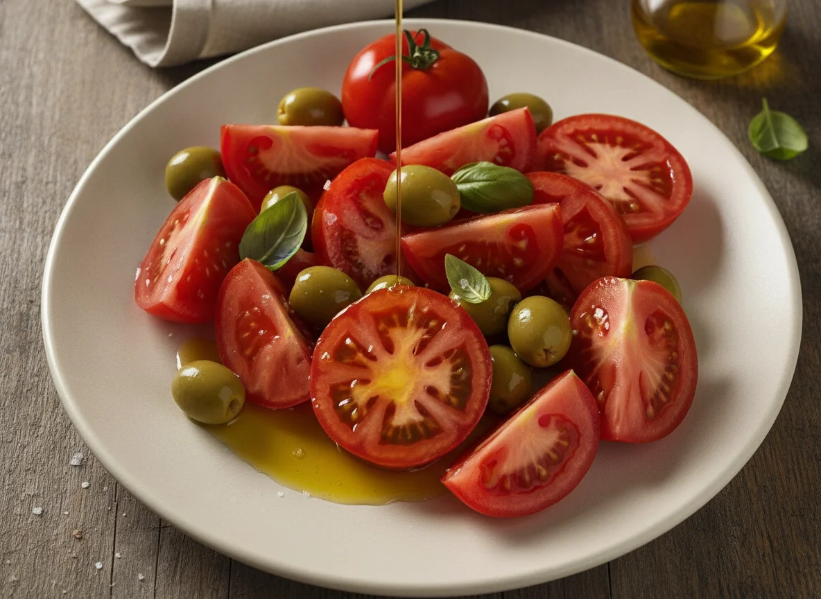 Ensalada de tomate y aceitunas photo